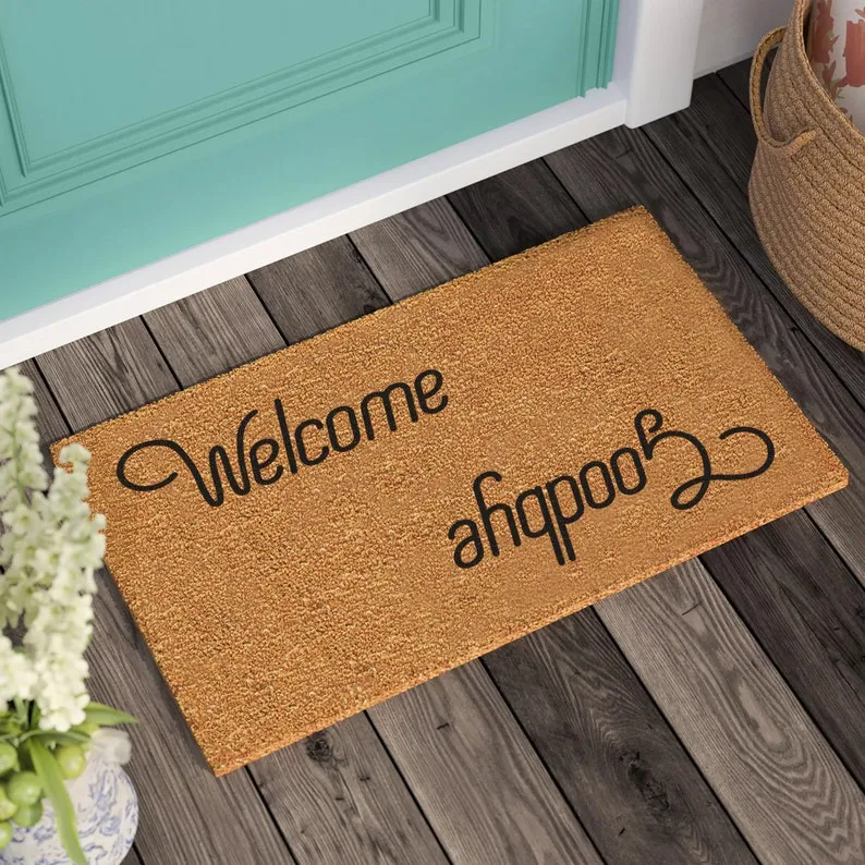 Welcome Goodbye Doormat, Housewarming Gift, Personalized Gift, Wedding Gift, Home Gift, Welcome Doormat