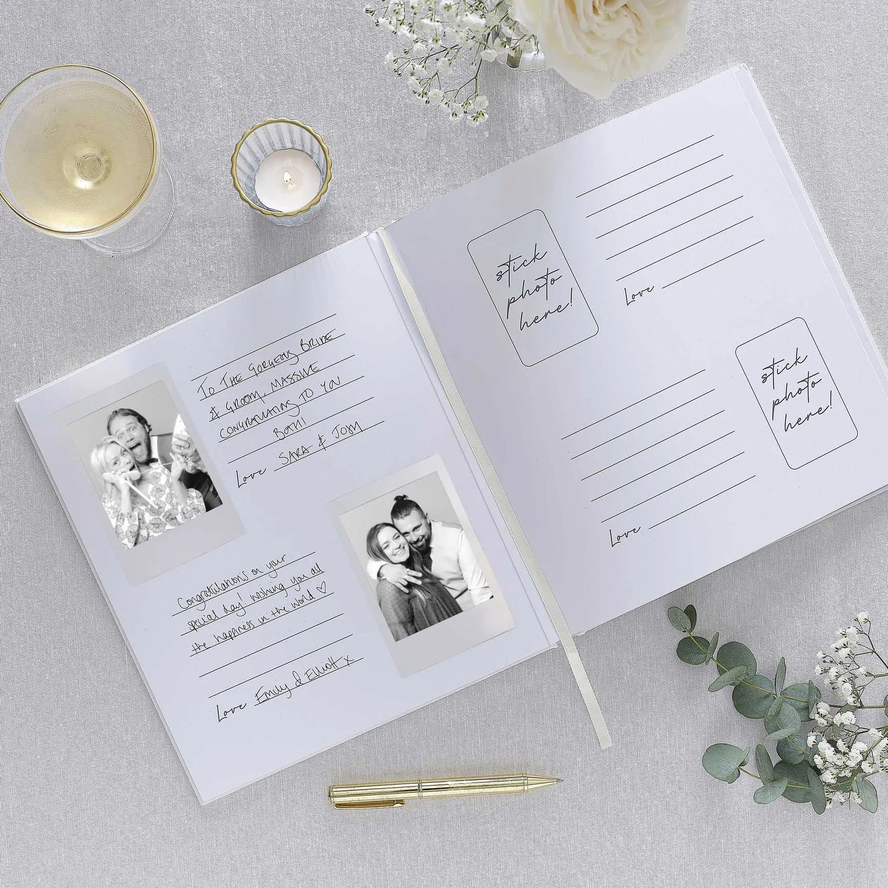 White Embossed Best Day Ever Wedding Photo Album