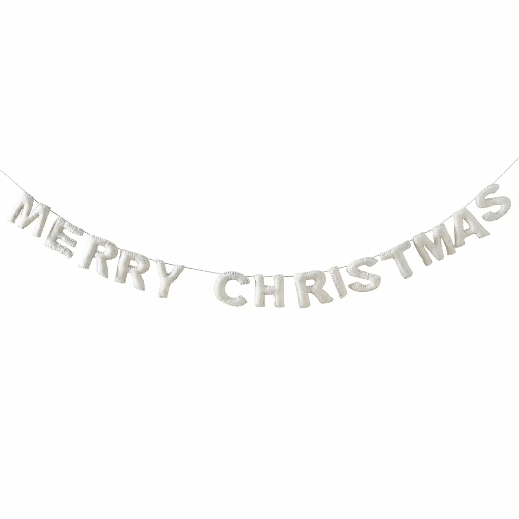 White Felt Merry Christmas Bunting