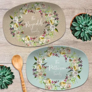 White Floral | Minty Blue or Burlap