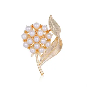 Women's Fresh Flower Pearl Brooch