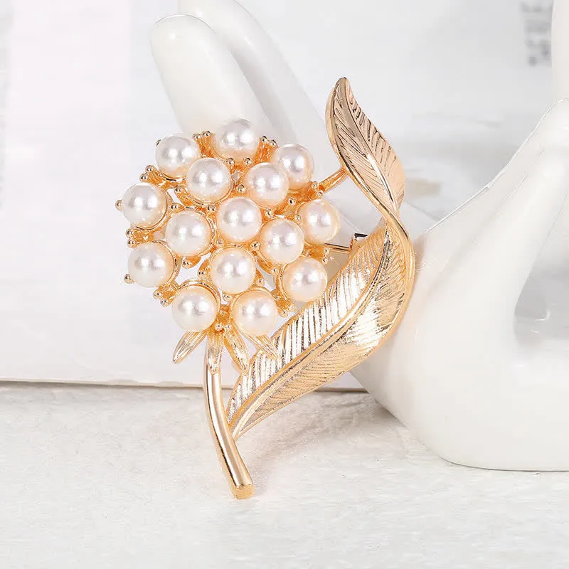 Women's Fresh Flower Pearl Brooch