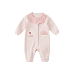 Yummy Cupcake Removable Bib Collar Girl Pink Romper