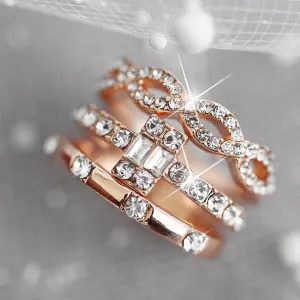 Zircon Creative Cross 3 piece Alloy Ring Set