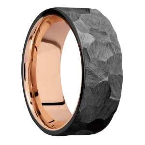 Zirconium with Rock Finish and 14K Rose Gold